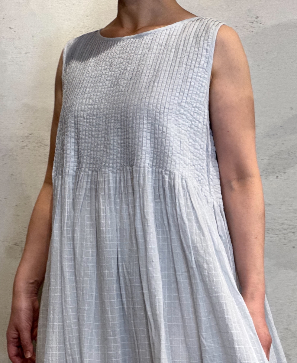 NMDS25255D(ワンピース) 80s ORGANIC DOBIE CHECK(OVERDYE) NO/SL PULLOVER DRESS WITH PINTUCK