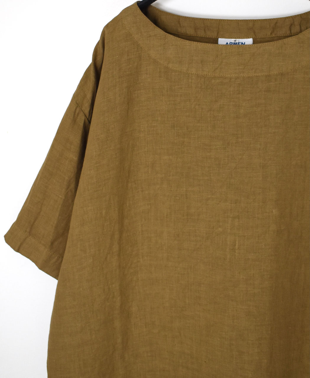 ●NAM1631LP (シャツ) LINEN PLAIN BOAT NECK S/SL SHIRT