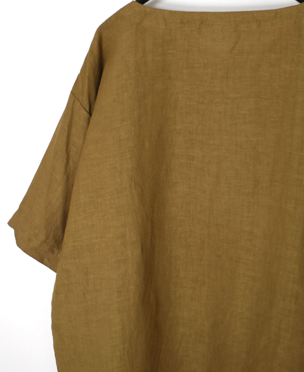 ●NAM1631LP (シャツ) LINEN PLAIN BOAT NECK S/SL SHIRT