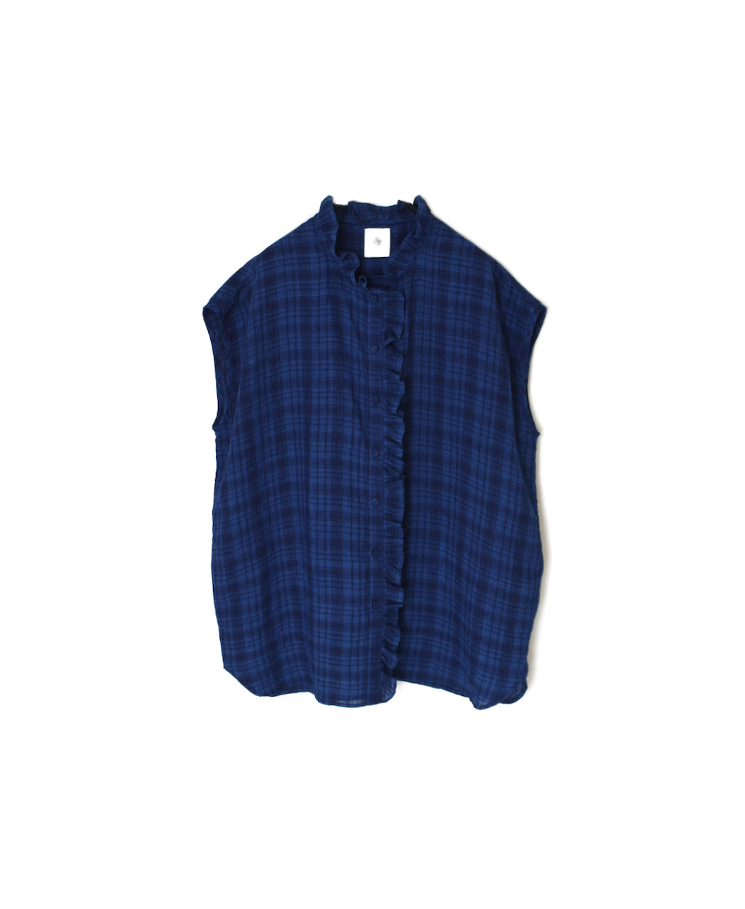 INMDS25121(シャツ) YARN DYE NATURAL INDIGO NO/SL FRILL COLLAR SHIRT