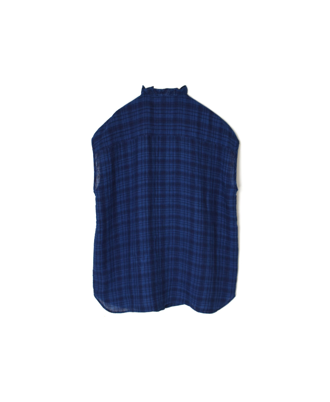 INMDS25121(シャツ) YARN DYE NATURAL INDIGO NO/SL FRILL COLLAR SHIRT