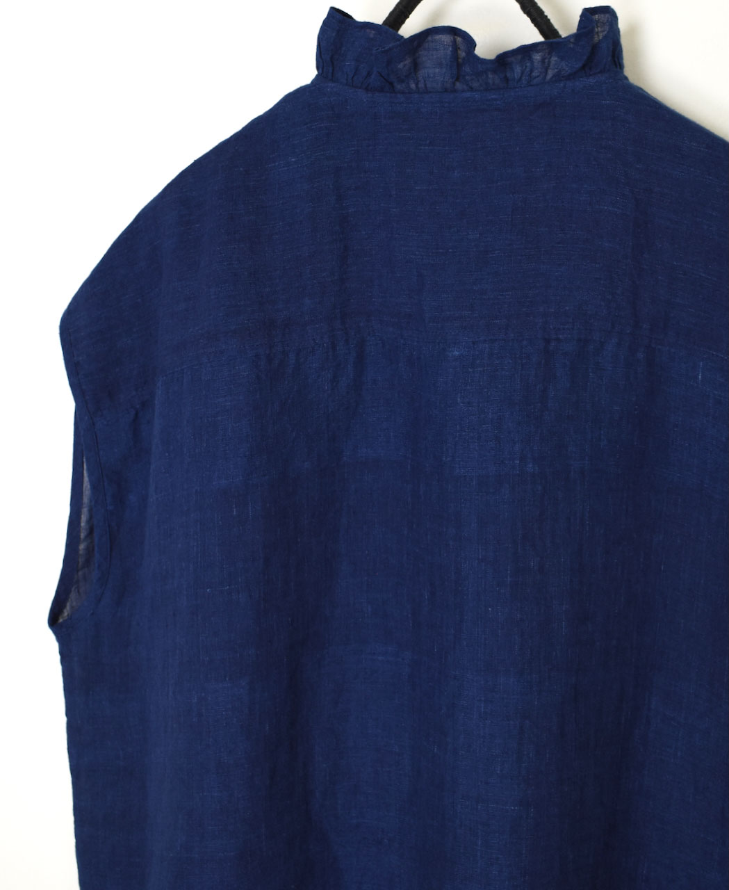 INMDS25121(シャツ) YARN DYE NATURAL INDIGO NO/SL FRILL COLLAR SHIRT