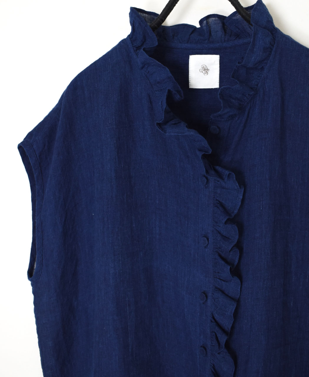 INMDS25121(シャツ) YARN DYE NATURAL INDIGO NO/SL FRILL COLLAR SHIRT