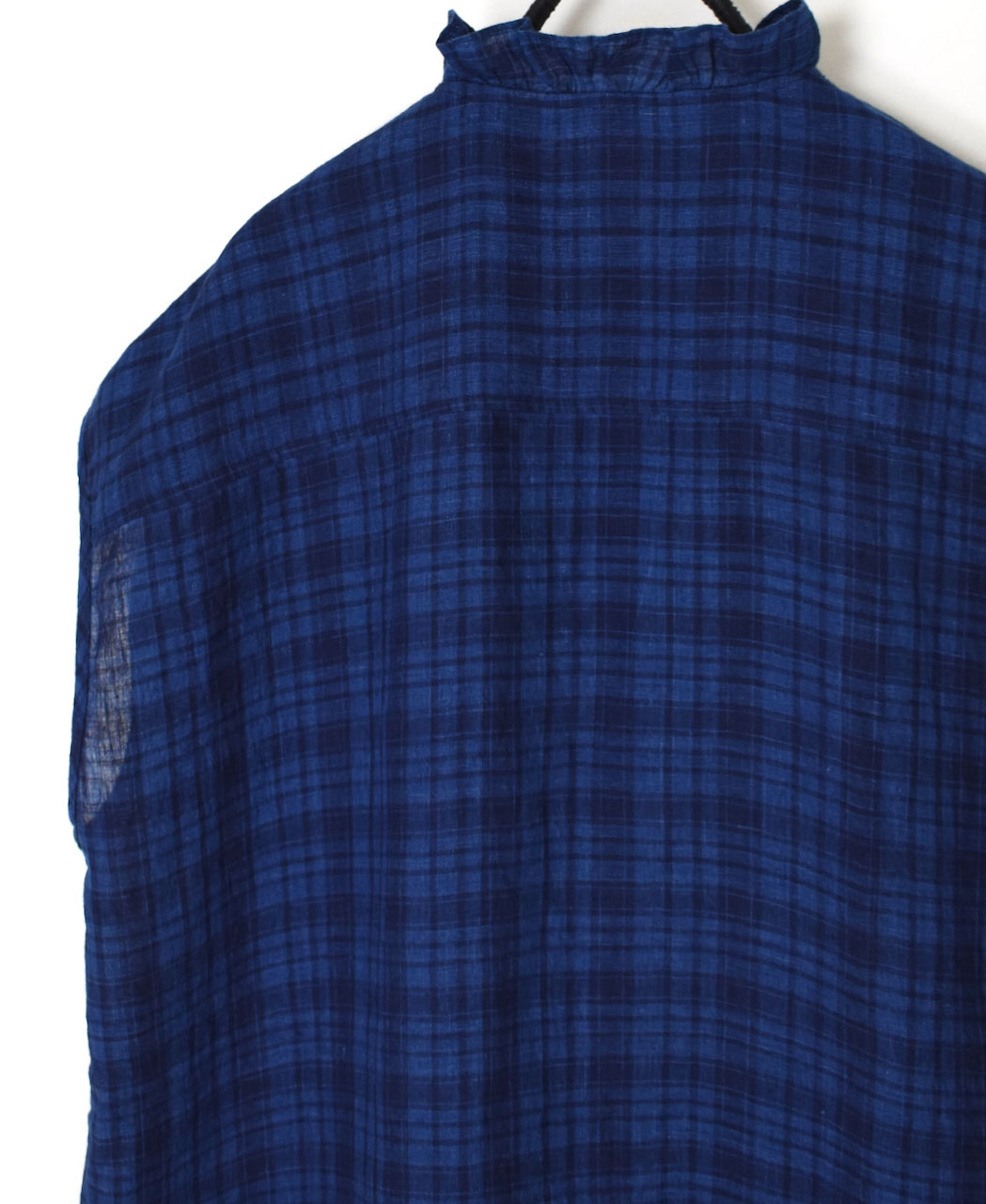 INMDS25121(シャツ) YARN DYE NATURAL INDIGO NO/SL FRILL COLLAR SHIRT