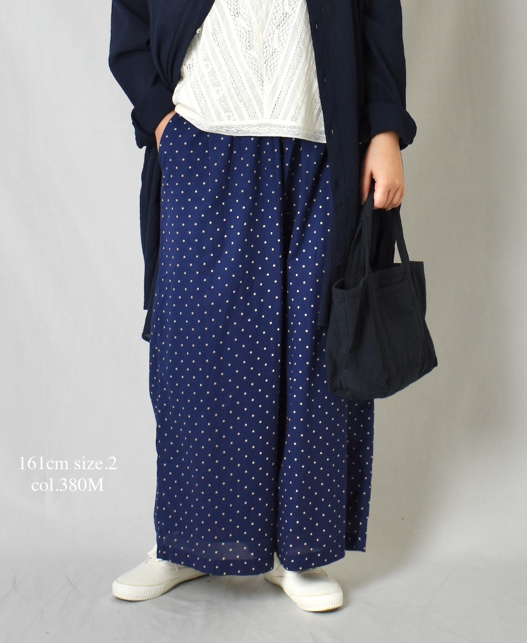 NSL22016 (パンツ) COTTON VOILE DOT PRINT WIDE EASY PANTS