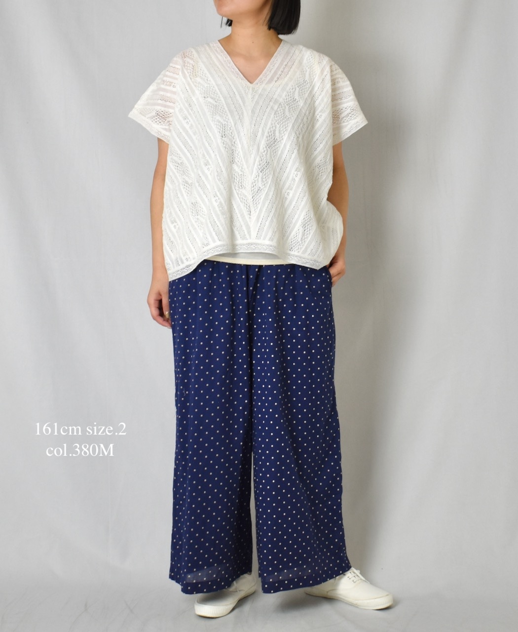 NSL22016 (パンツ) COTTON VOILE DOT PRINT WIDE EASY PANTS