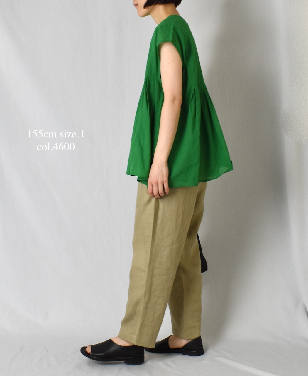 NMDS25222(シャツ) 80s ORGANIC VOILE PLAIN CREW-NECK F/SLEEVE SHIRT WITH INVERTED PLEAT
