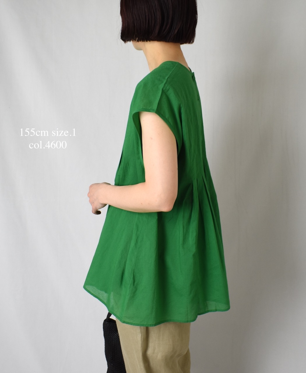NMDS25222(シャツ) 80s ORGANIC VOILE PLAIN CREW-NECK F/SLEEVE SHIRT WITH INVERTED PLEAT