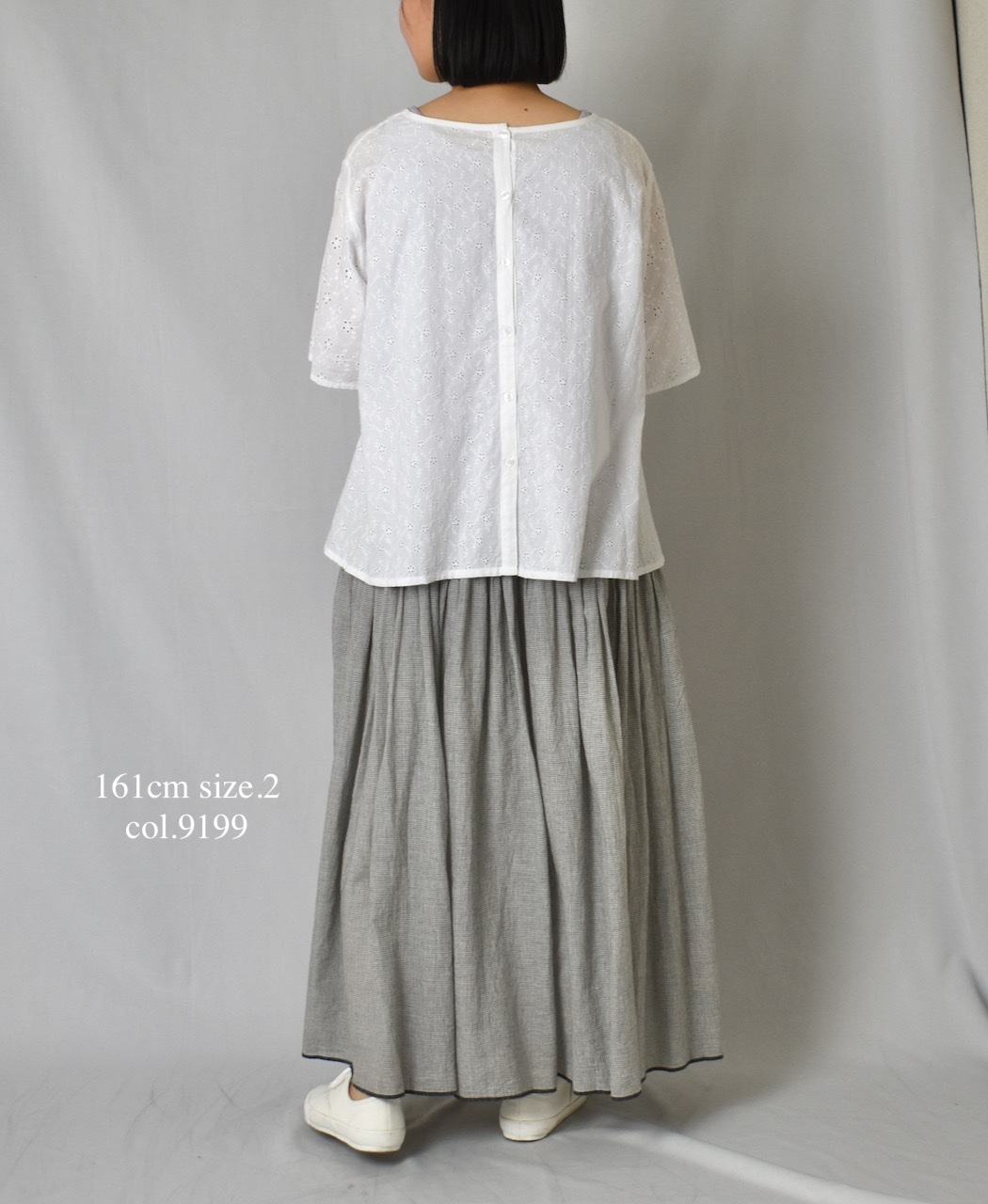 INMDS25055(スカート) HANDWOVEN COTTON SINGLE CHECK FLARED SKIRT WITH PINTUCK