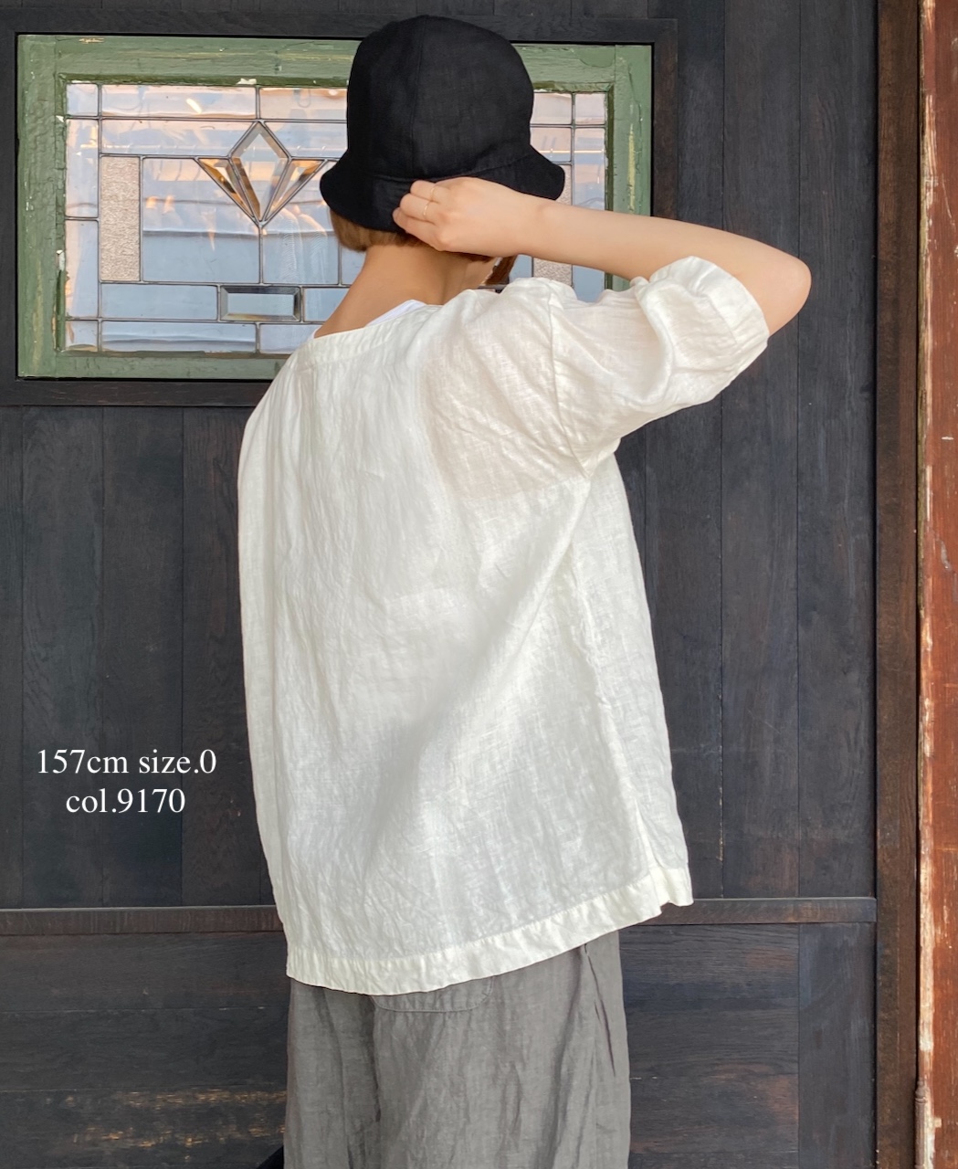 ●NAM1631LP (シャツ) LINEN PLAIN BOAT NECK S/SL SHIRT