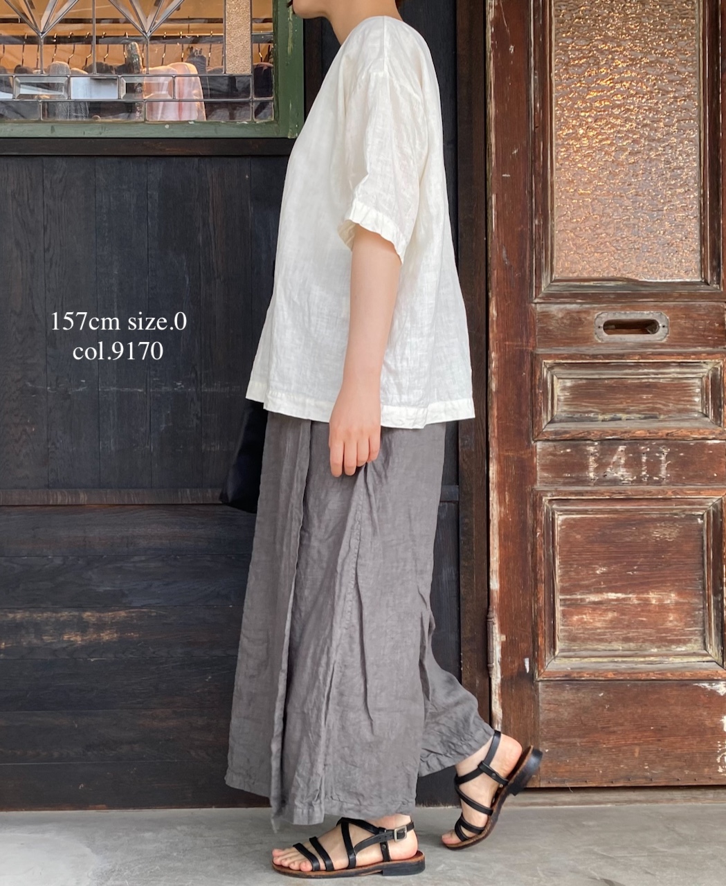 ●NAM1631LP (シャツ) LINEN PLAIN BOAT NECK S/SL SHIRT