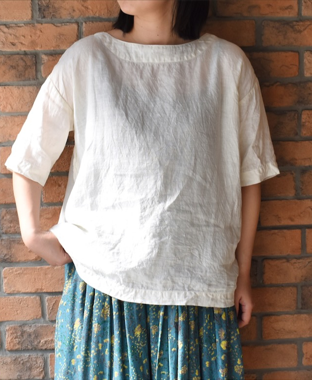 ●NAM1631LP (シャツ) LINEN PLAIN BOAT NECK S/SL SHIRT