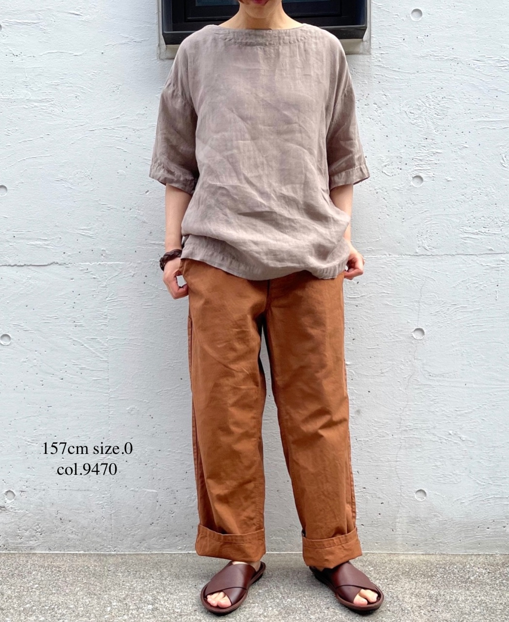 ●NAM1631LP (シャツ) LINEN PLAIN BOAT NECK S/SL SHIRT