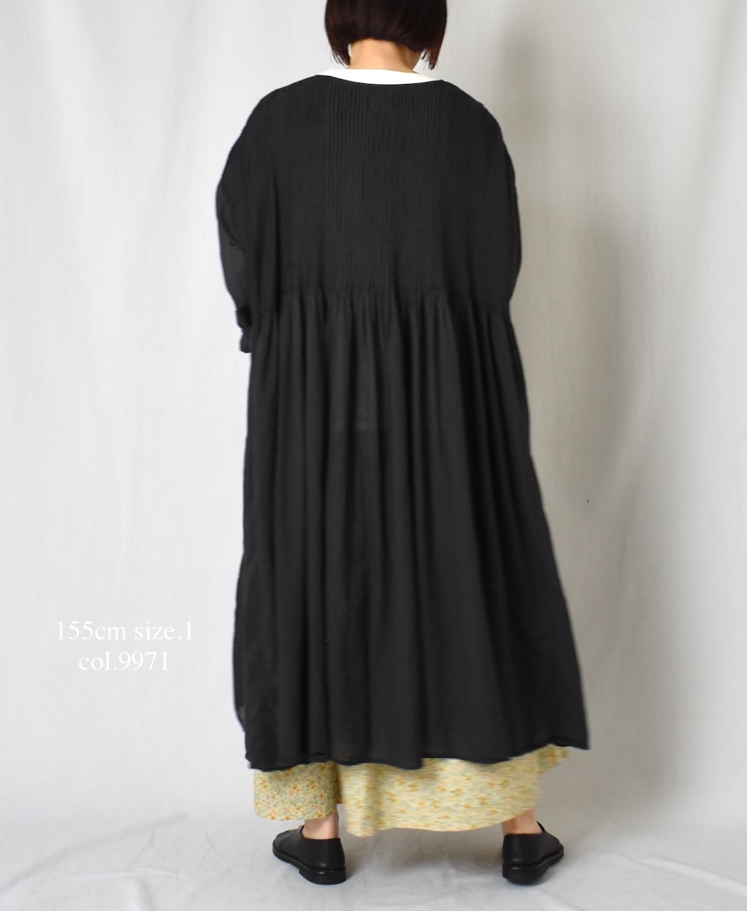 NMDS25214D(ワンピース) 80s ORGANIC STRIPE(OVERDYE) CREW-NECK BUTTON SHIRT MAXI DRESS WITH MINI PINTUCK