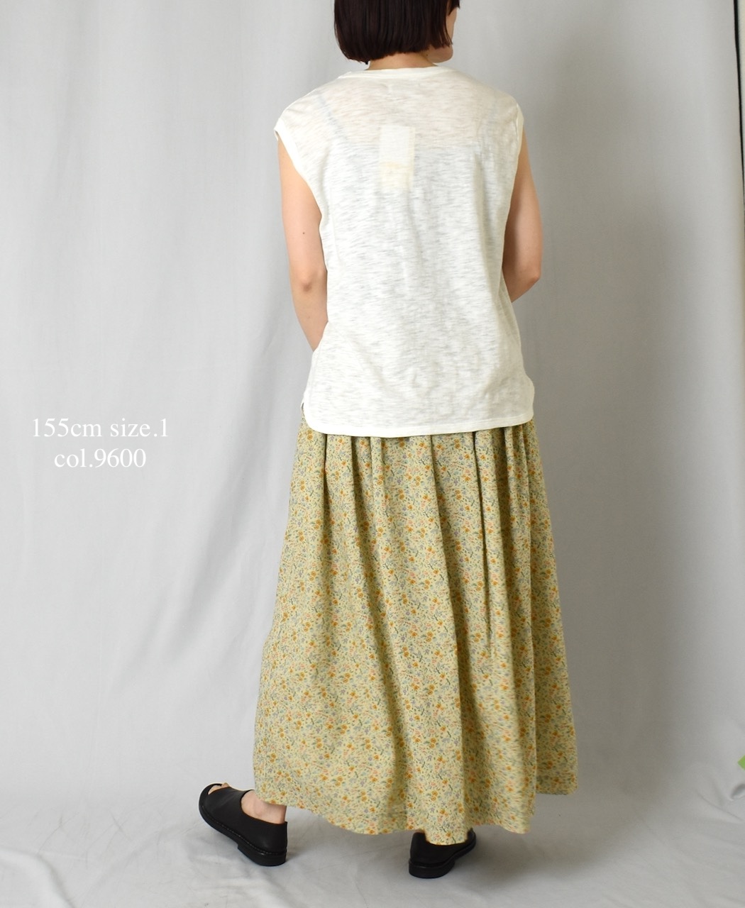 INAM2515FD(スカート) COTTON FLOWER PRINT GATHERED EASY SKIRT WITH LINING