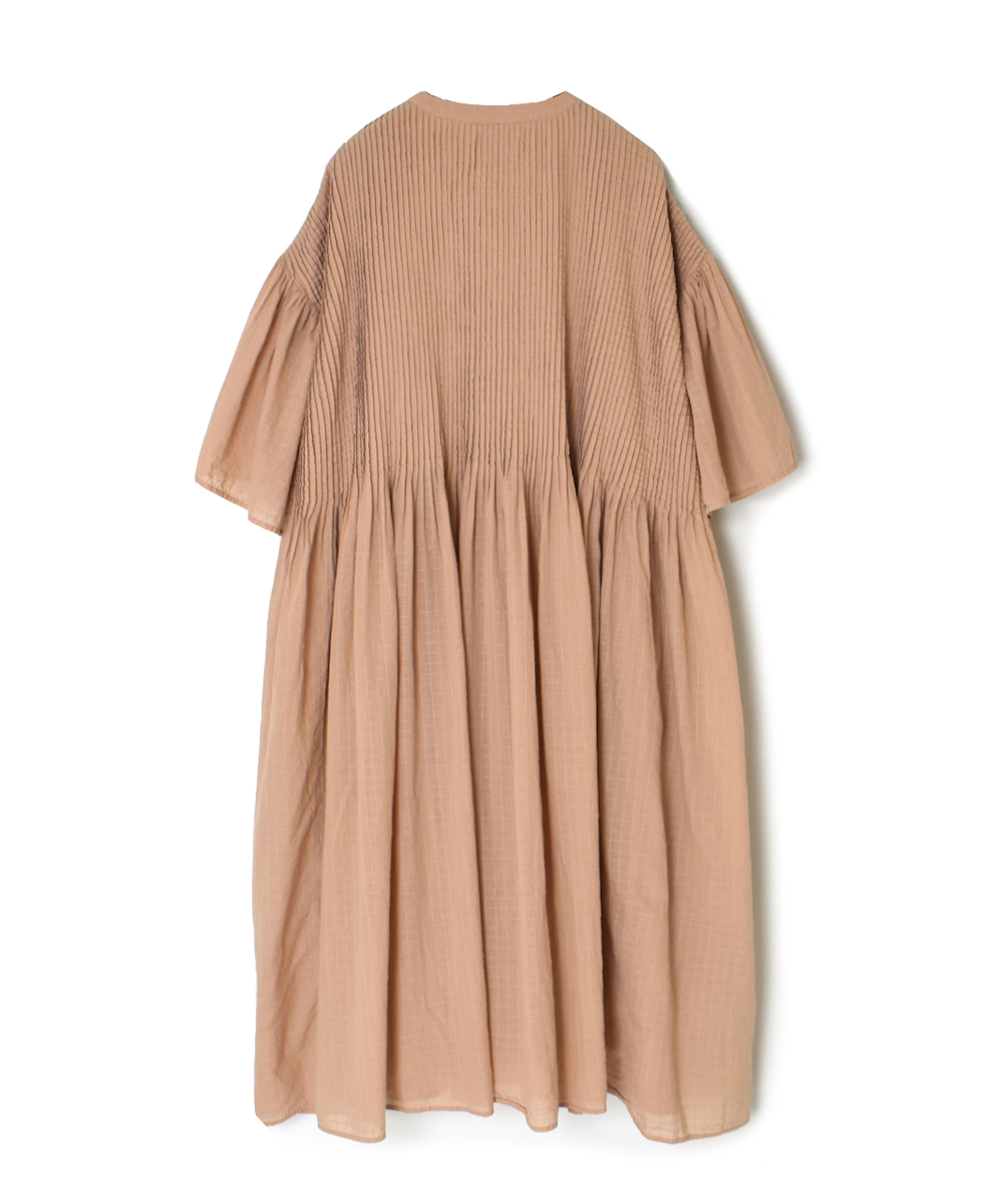 NMDS25253D(ワンピース) 80s ORGANIC DOBIE CHECK(OVERDYE) FLARED SLEEVE DRESS WITH PINTUCK