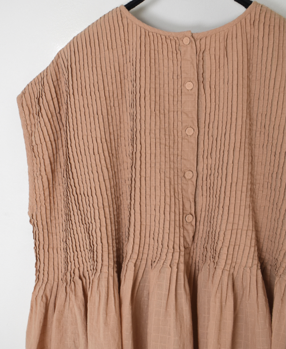 NMDS25252D(シャツ) 80s ORGANIC DOBIE CHECK(OVERDYE) CREW-NECK F/SL SHIRT WITH PINTUCK