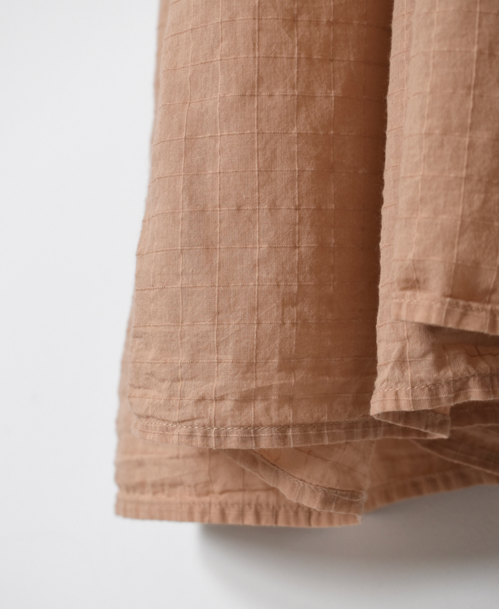 NMDS25254D(ワンピース) 80s ORGANIC DOBIE CHECK(OVERDYE) BANDED COLLAR MAXI DRESS WITH PINTUCK