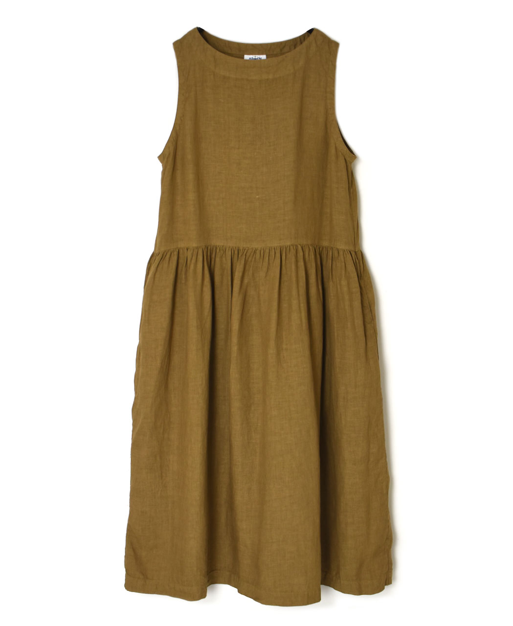 NAM1633LP (ワンピース) LINEN PLAIN (OVERDYE) BOAT NECK NO/SL ONE-PIECE