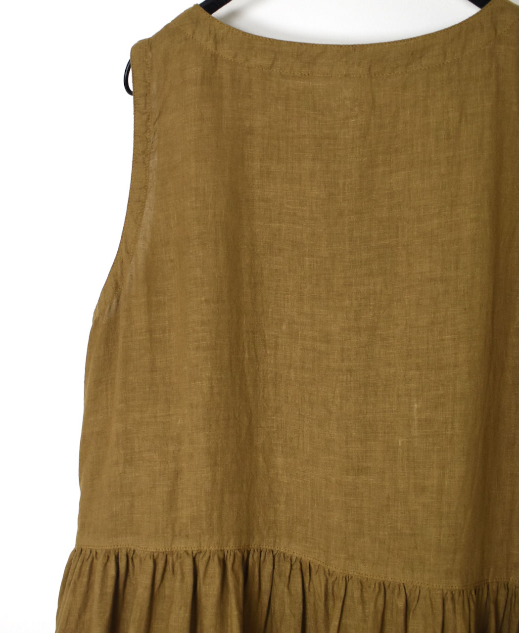 NAM1633LP (ワンピース) LINEN PLAIN (OVERDYE) BOAT NECK NO/SL ONE-PIECE