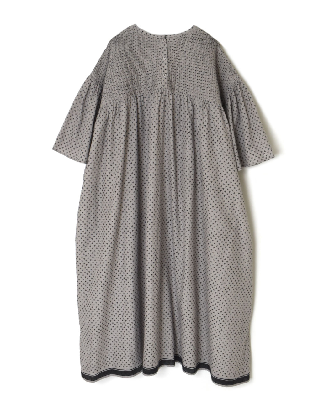 INMDS25103(ワンピース) 80s VOILE TRIANGLE BLOCK PRINT BACK OPENING PULLOVER DRESS WITH MINI PINTUCK