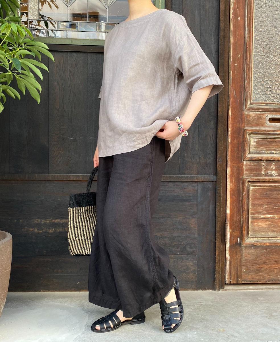 ●NAM1631LP (シャツ) LINEN PLAIN BOAT NECK S/SL SHIRT