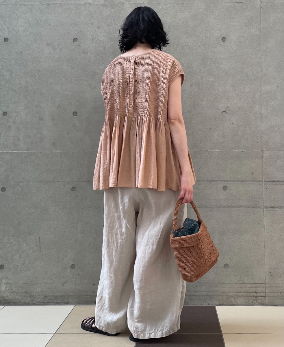 NMDS25252D(シャツ) 80s ORGANIC DOBIE CHECK(OVERDYE) CREW-NECK F/SL SHIRT WITH PINTUCK