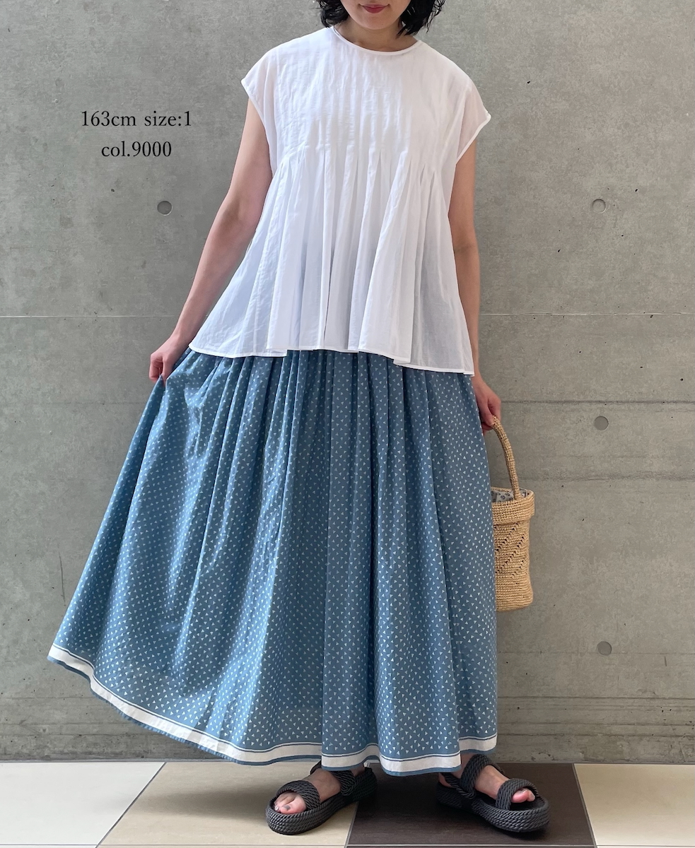 NMDS25222(シャツ) 80s ORGANIC VOILE PLAIN CREW-NECK F/SLEEVE SHIRT WITH INVERTED PLEAT
