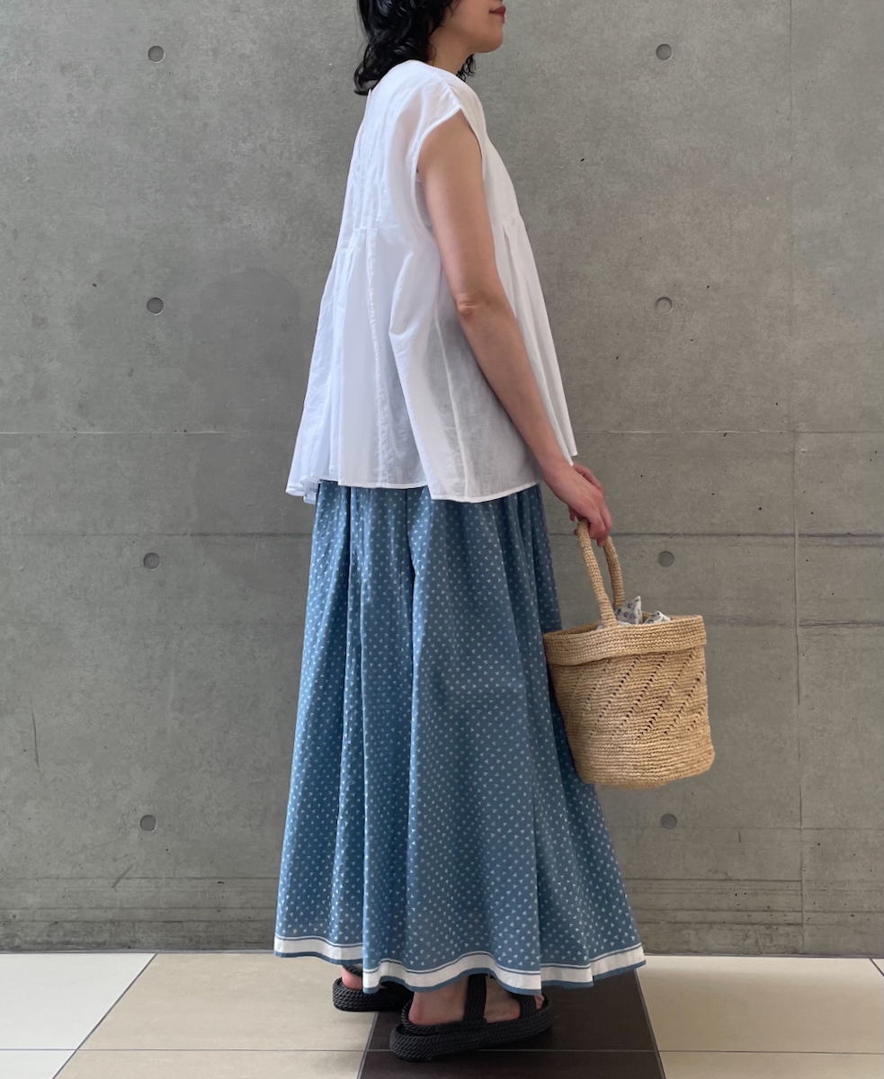 ●INMDS25105(スカート) 80s VOILE TRIANGLE BLOCK PRINT GATHERED SKIRT