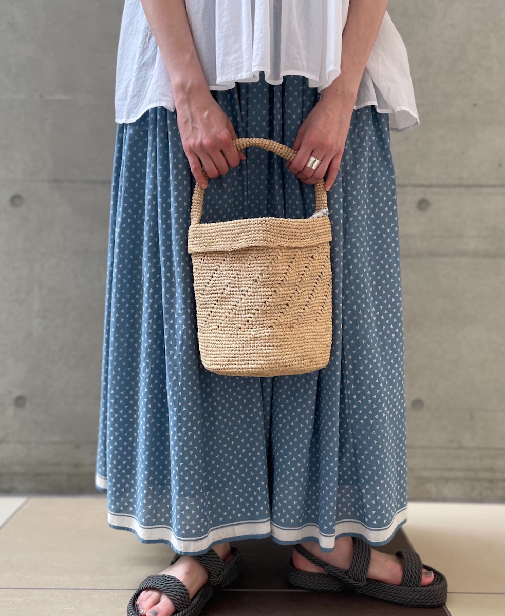 ●INMDS25105(スカート) 80s VOILE TRIANGLE BLOCK PRINT GATHERED SKIRT
