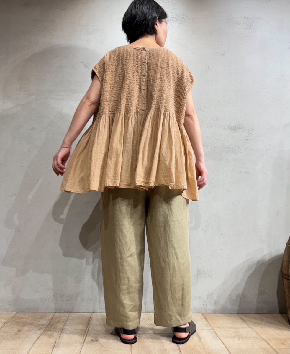 NMDS25252D(シャツ) 80s ORGANIC DOBIE CHECK(OVERDYE) CREW-NECK F/SL SHIRT WITH PINTUCK