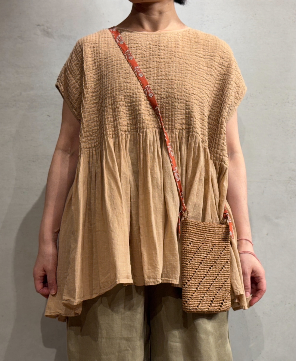 NMDS25252D(シャツ) 80s ORGANIC DOBIE CHECK(OVERDYE) CREW-NECK F/SL SHIRT WITH PINTUCK