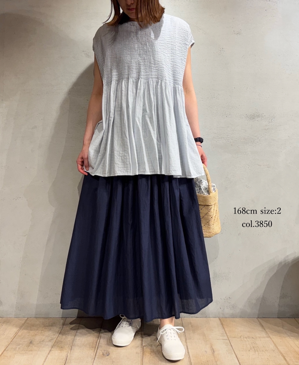 INMDS25045(スカート) 100s KHADI(100s×150s) RANDOM PLEATS FLARED SKIRT