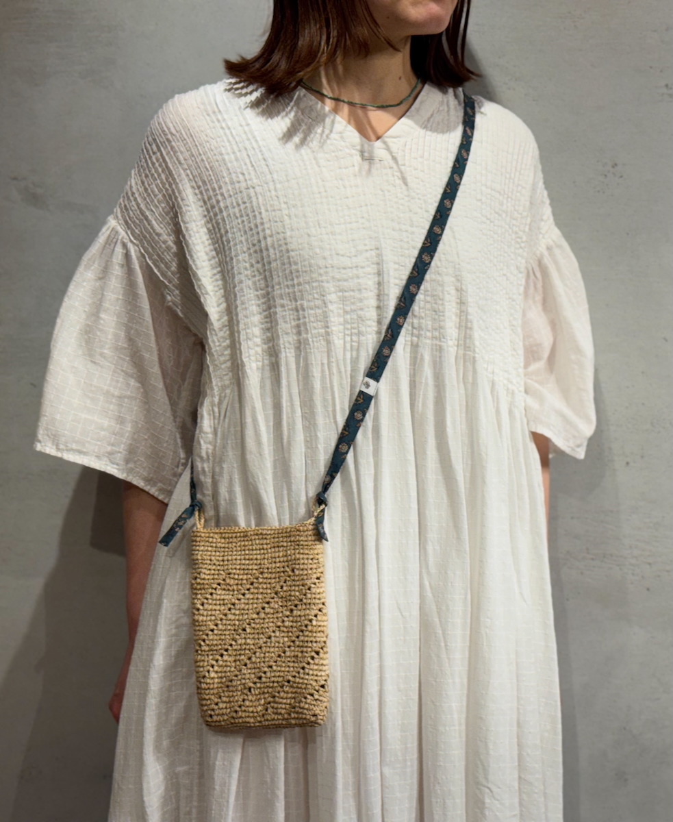 NMDS25253D(ワンピース) 80s ORGANIC DOBIE CHECK(OVERDYE) FLARED SLEEVE DRESS WITH PINTUCK
