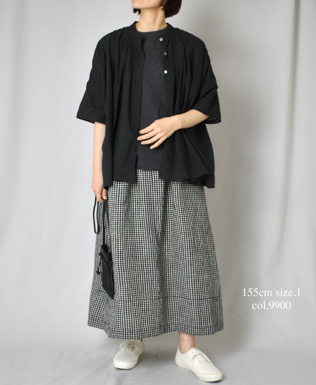 ●INSL24221 (シャツ) 80s VOILE PLAIN WITH CUT WORK LACE BANDED COLLAR PINTUCK SHIRT