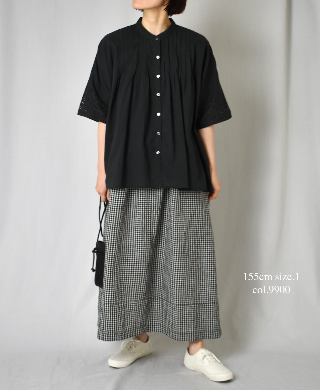 ●INSL24221 (シャツ) 80s VOILE PLAIN WITH CUT WORK LACE BANDED COLLAR PINTUCK SHIRT