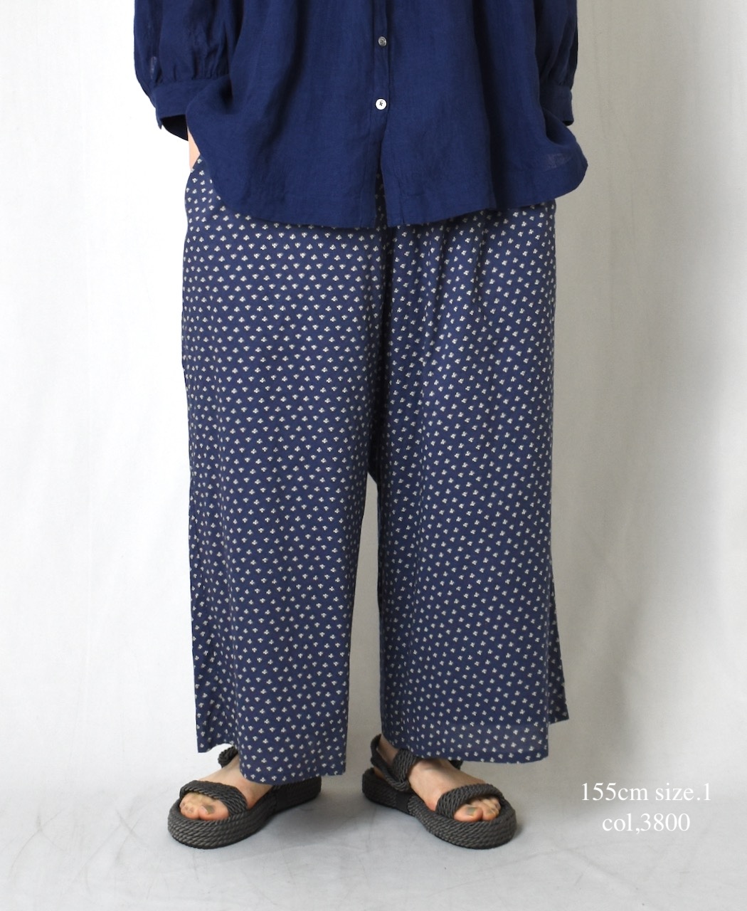 NSL25106(パンツ) 80s COTTON VOILE SMALL FLOWER PRINT WIDE EASY PANTS