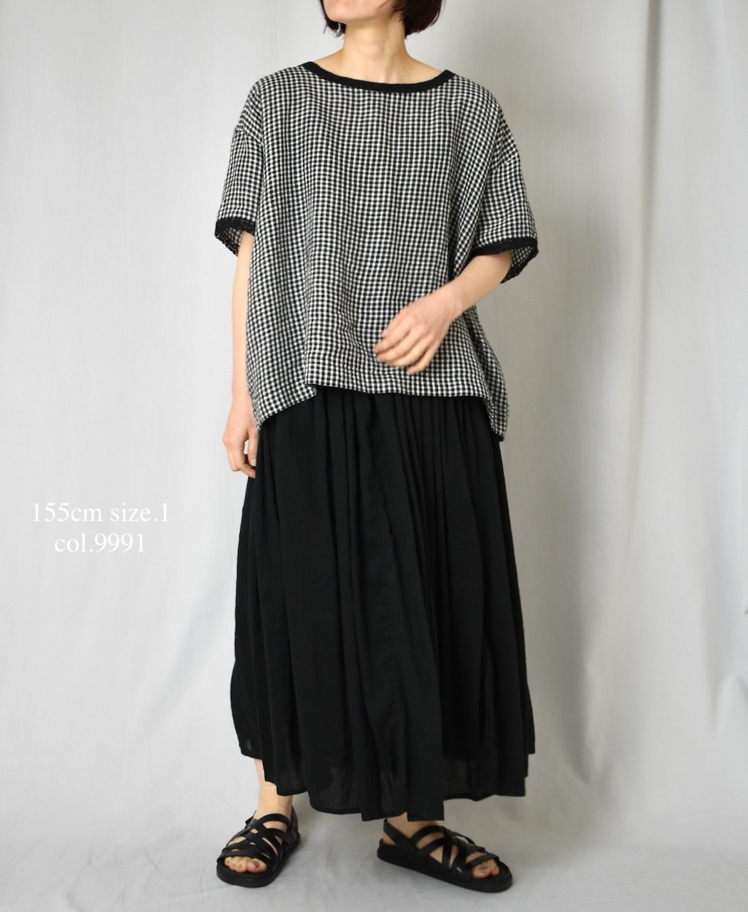 INSL25212(プルオーバー) 60s LINEN CHECK BOAT NECK PULLOVER WITH BACK SIDE PLEATS&LACE
