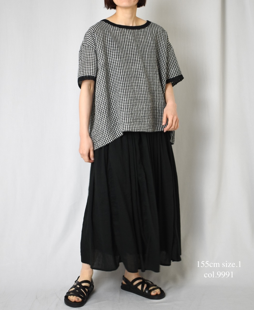 INSL25212(プルオーバー) 60s LINEN CHECK BOAT NECK PULLOVER WITH BACK SIDE PLEATS&LACE