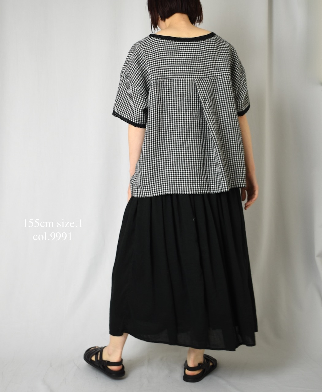 INSL25212(プルオーバー) 60s LINEN CHECK BOAT NECK PULLOVER WITH BACK SIDE PLEATS&LACE