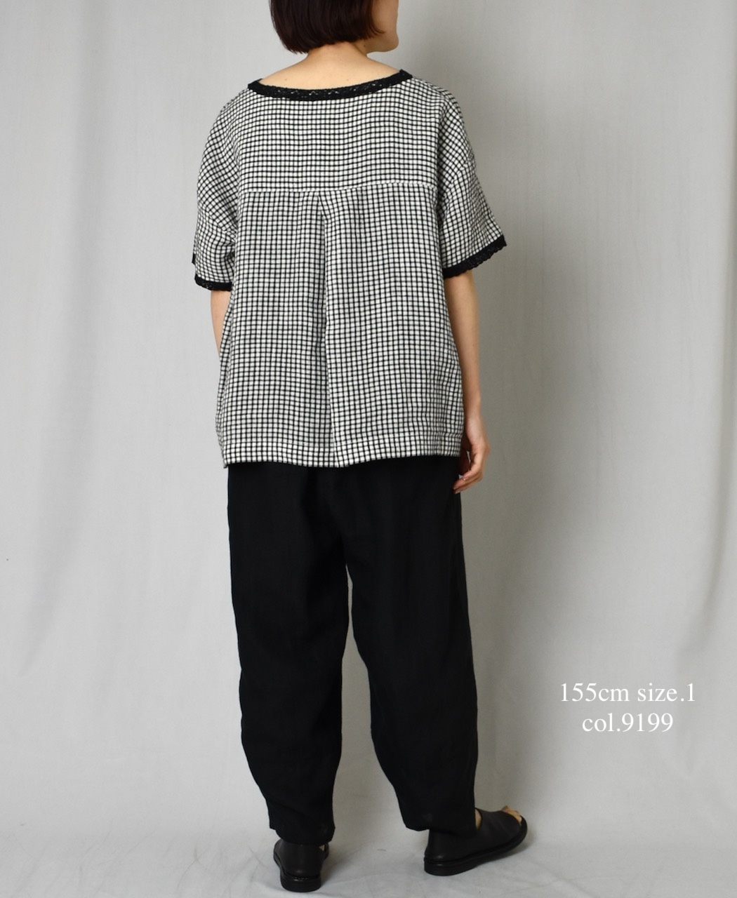 INSL25212(プルオーバー) 60s LINEN CHECK BOAT NECK PULLOVER WITH BACK SIDE PLEATS&LACE