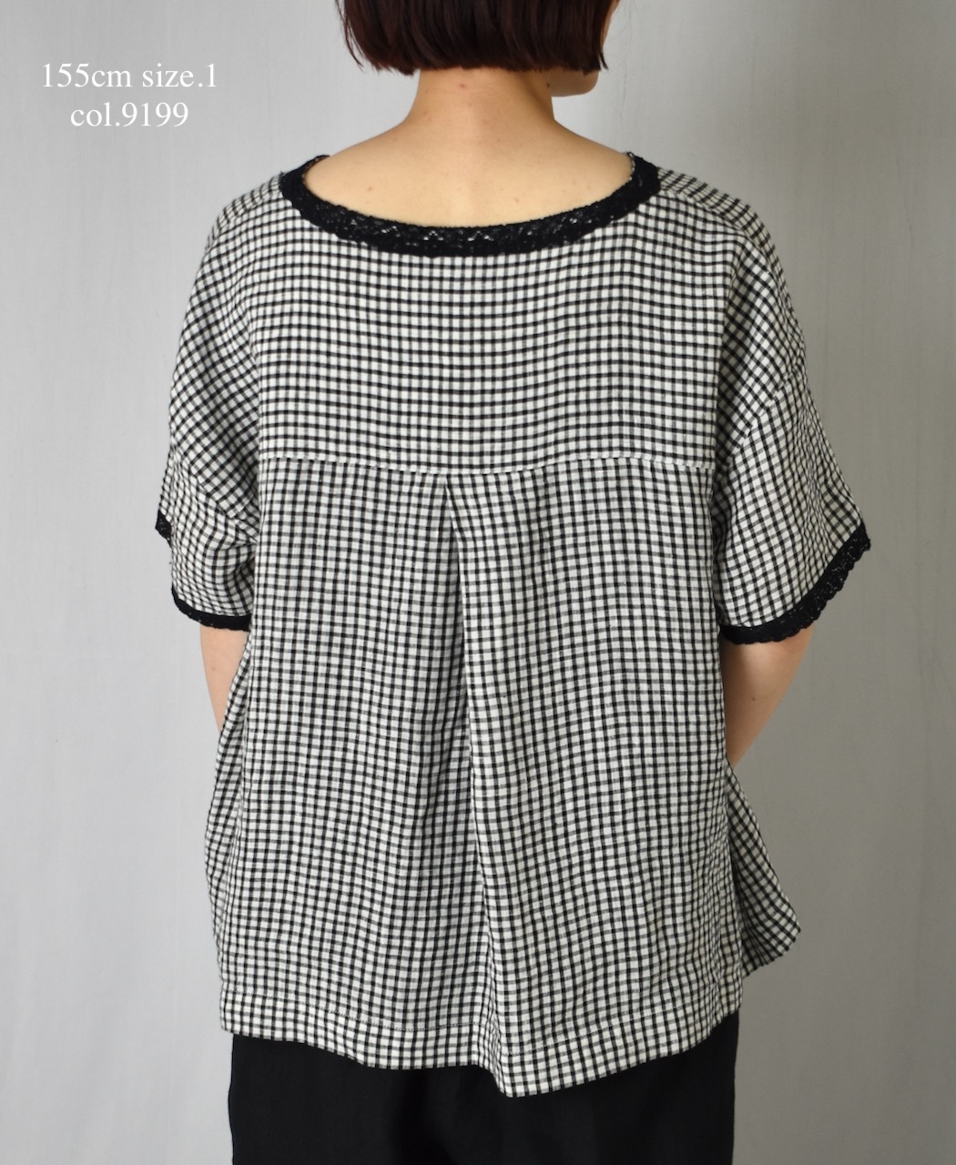 INSL25212(プルオーバー) 60s LINEN CHECK BOAT NECK PULLOVER WITH BACK SIDE PLEATS&LACE