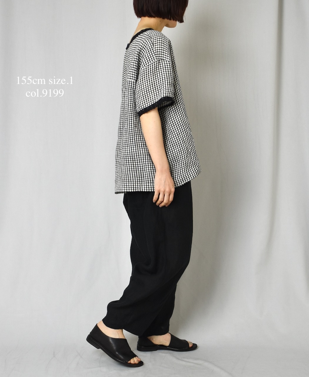 INSL25212(プルオーバー) 60s LINEN CHECK BOAT NECK PULLOVER WITH BACK SIDE PLEATS&LACE