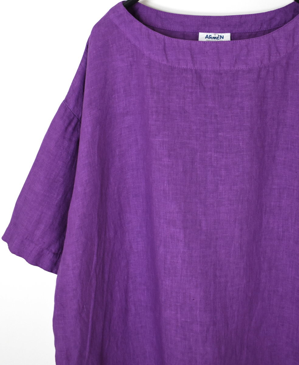 ●NAM1631LP (シャツ) LINEN PLAIN BOAT NECK S/SL SHIRT