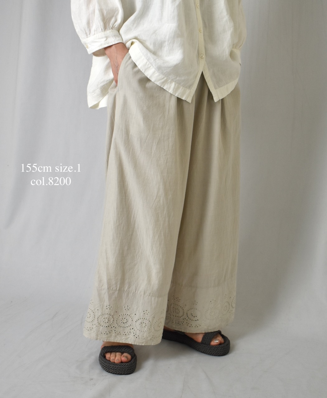 ●INSL23224 (パンツ) 80s VOILE PLAIN WITH CUT WORK LACE EASY PANTS