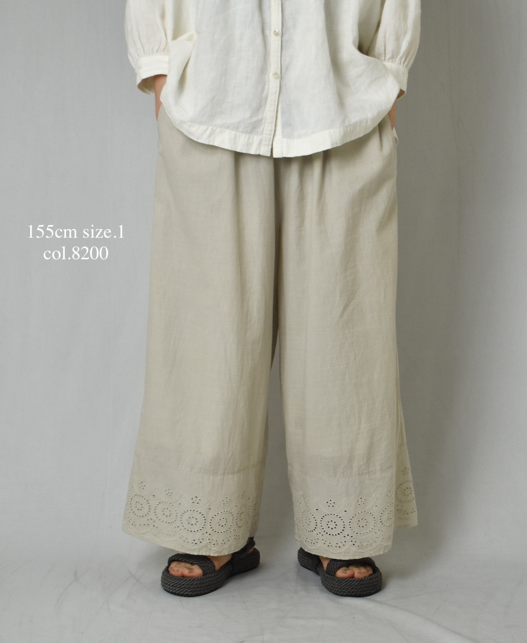 ●INSL23224 (パンツ) 80s VOILE PLAIN WITH CUT WORK LACE EASY PANTS