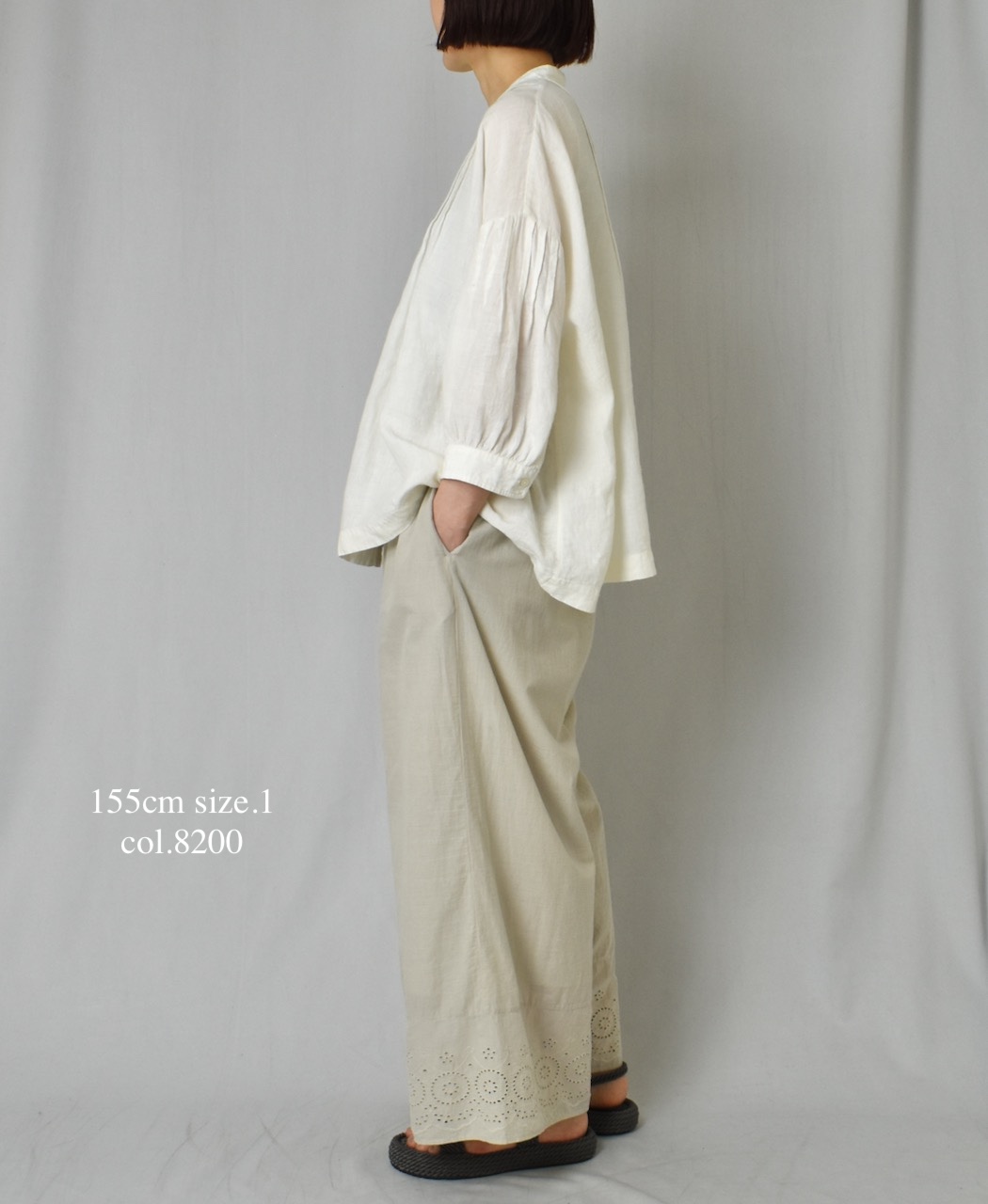 ●INSL23224 (パンツ) 80s VOILE PLAIN WITH CUT WORK LACE EASY PANTS