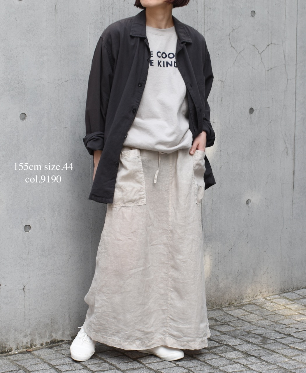 LNHT2531L(スカート) LINEN PLAIN OVERDYE EASY SKIRT