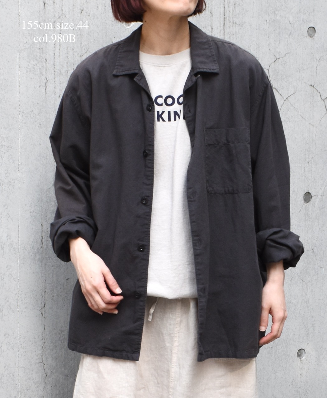 INHT2512CLD(シャツ) COTTON LINEN PLAIN OVERDYE ONE-UP COLLAR SHIRT