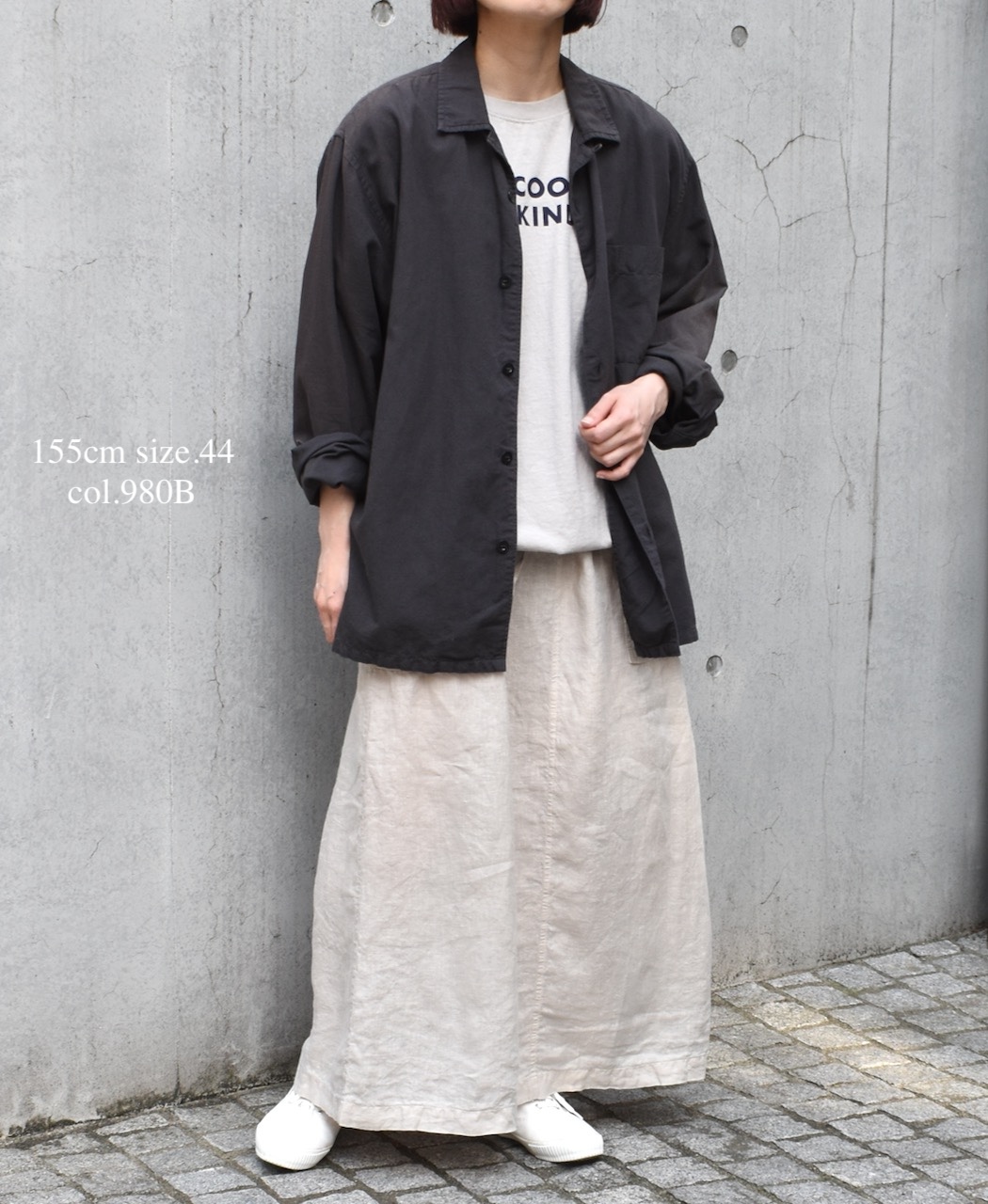 INHT2512CLD(シャツ) COTTON LINEN PLAIN OVERDYE ONE-UP COLLAR SHIRT